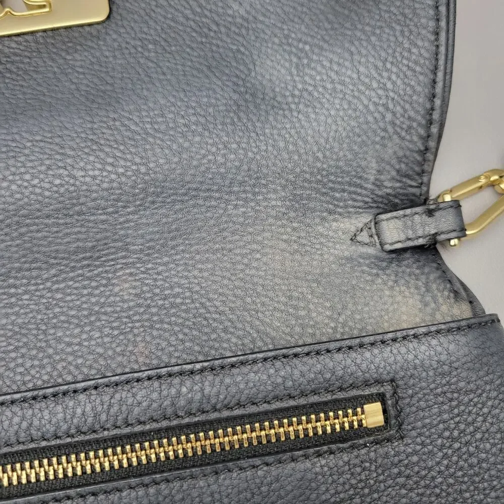 Tory Burch Bag Womens Britten Convertible Black Detachable Chain Strap Crossbody